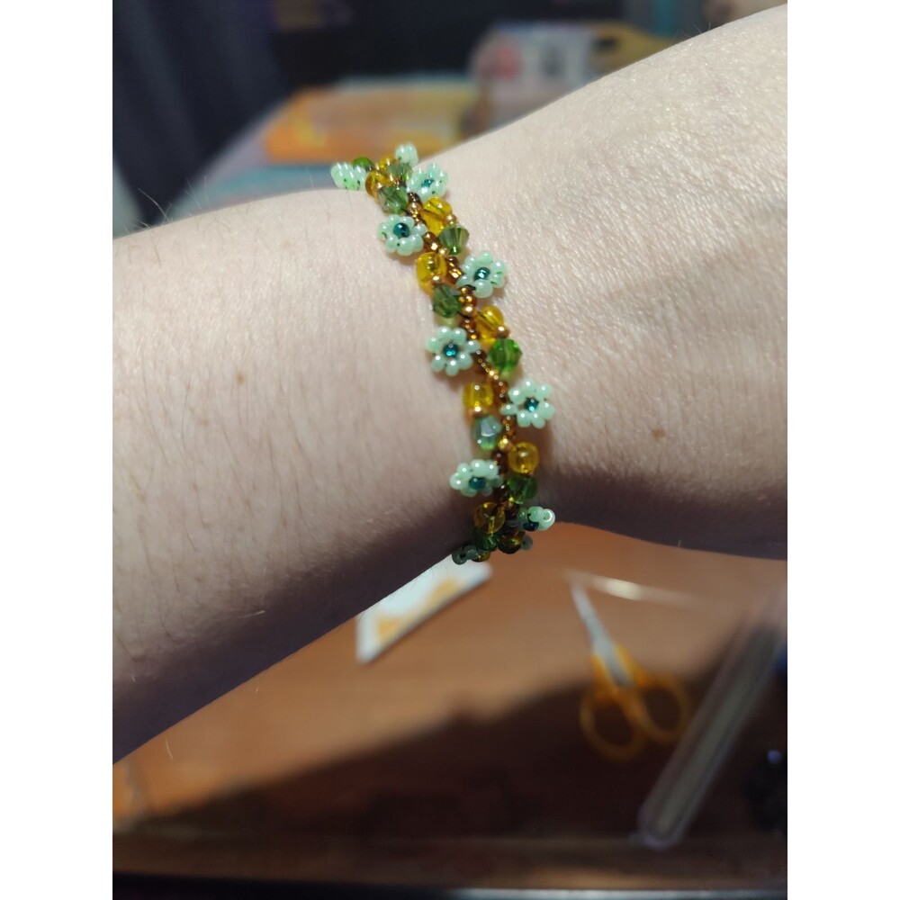 Green Flowers & Jewels Bracelet